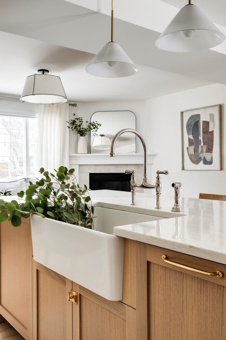 Modern condo kitchen with farm style sink